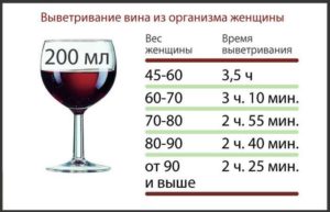 Сколько по времени выходит вино из организма